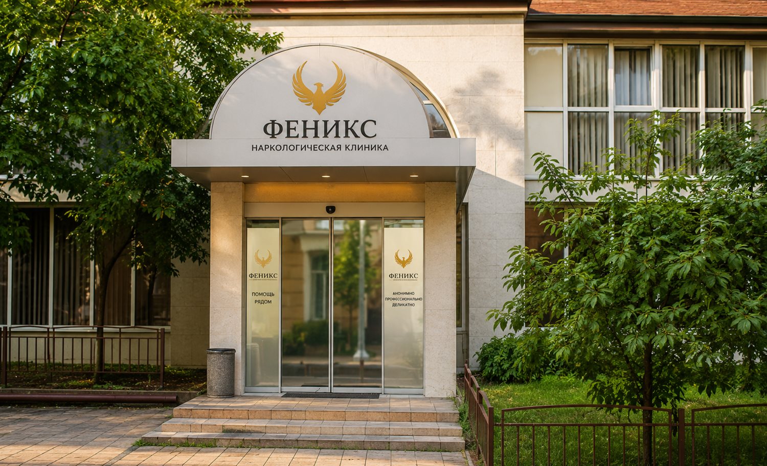 Вход в наркологическую клинику «Феникс» в Красноуфимске